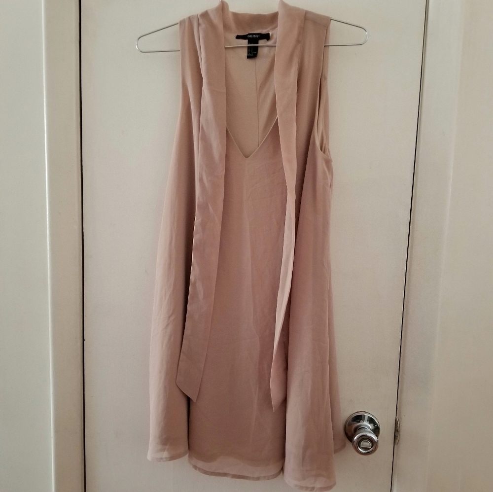 Forever 21 Taupe Tie Neck Flowy Dress - Picture 2 of 7
